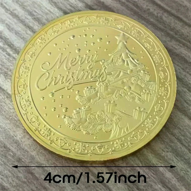 Merry Christmas Gold Metal Commemorative Coin | Holiday Gift