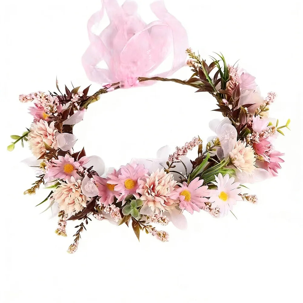 Floral Crown Bridal Headband – Flower Wreath Hair Tiara