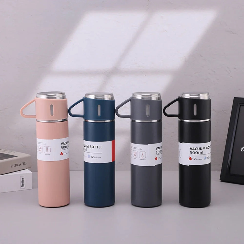 One Cup Three Lid Thermos 304 Stainless Steel Handle Men's Women's