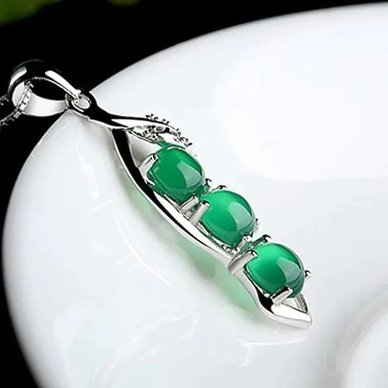 Huitan Green CZ Pendant Necklace – Women's Wedding Jewelry