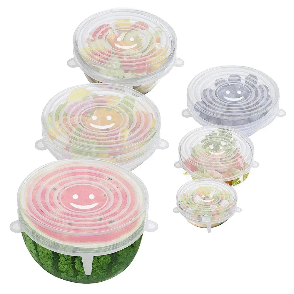 Adjustable Silicone Food Storage Stretch Caps – 6-Piece Set