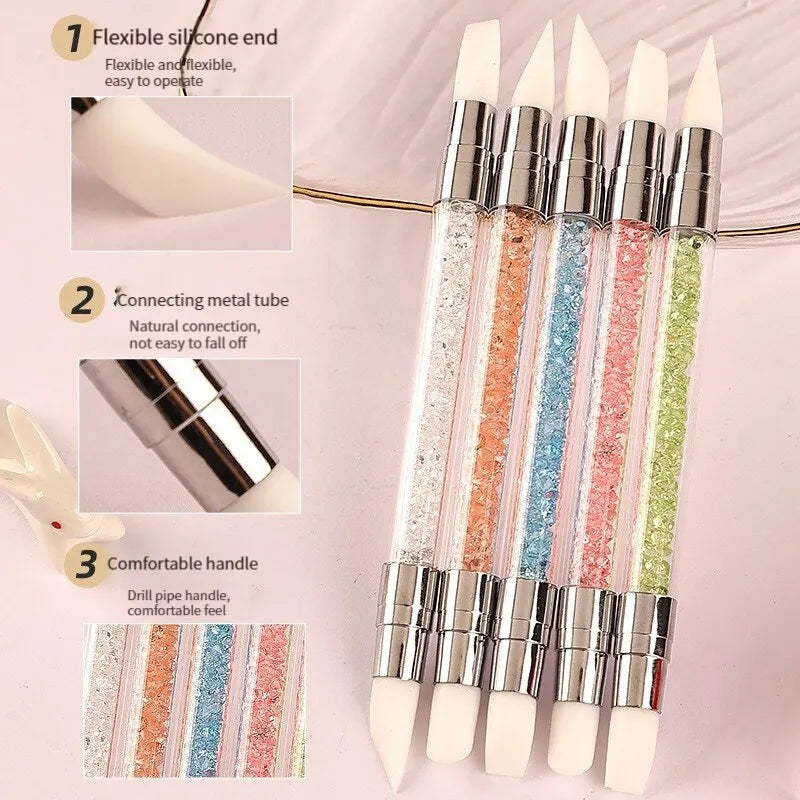 5-Piece Silicone Nail Art Sculpting & Embossing Pen Set