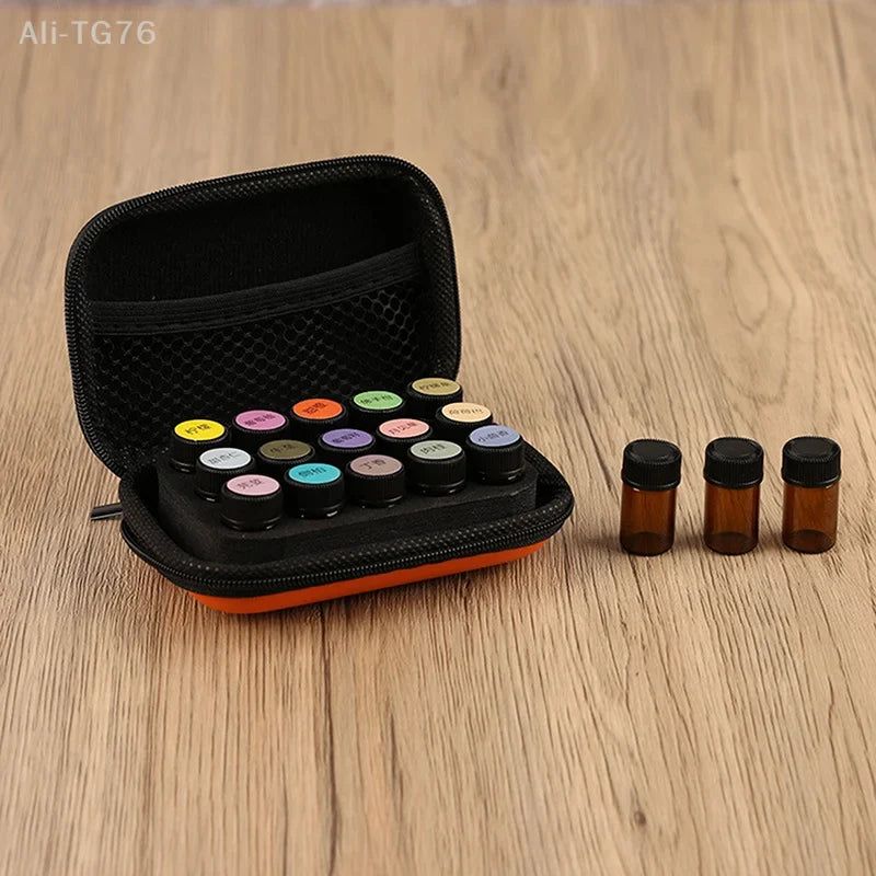 15-Slot Portable Essential Oil Case & Roller Bottle Organizer