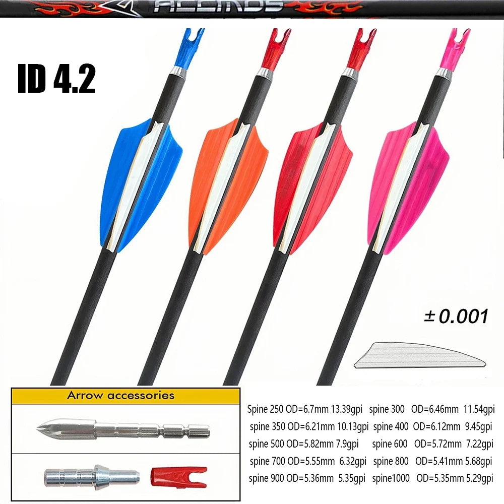 6- ID4 Straightness 0 001 Pure Carbon Arrow Sp400-1500 Recurve