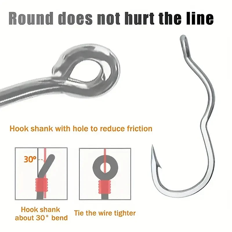 50-Pack Crank Fishing Hooks – High Carbon Steel, Sizes 5#–14#