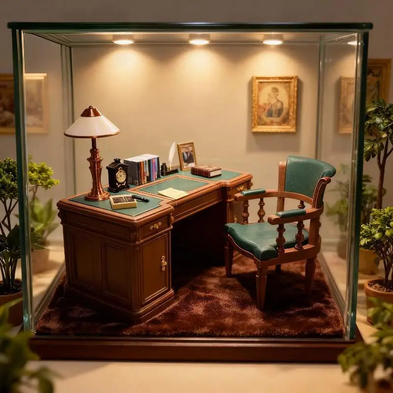 1:12 Dollhouse Miniature Vintage Office Desk & Chair Set – Retro