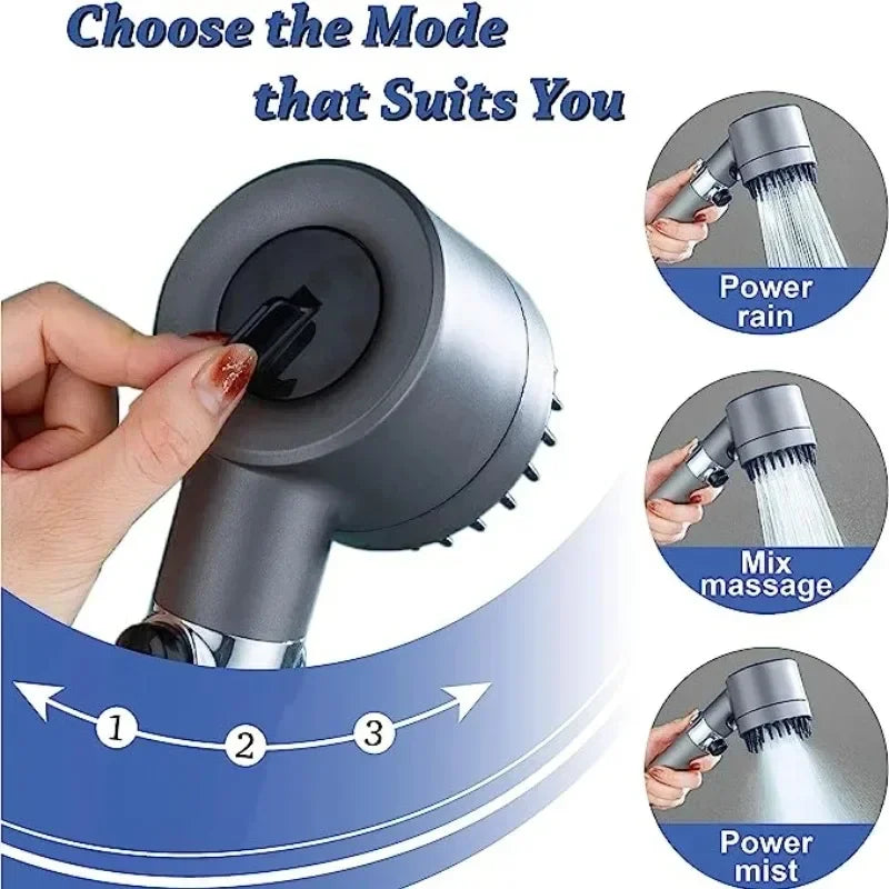 High Pressure Handheld Shower Head – 4 Modes, Water Saving