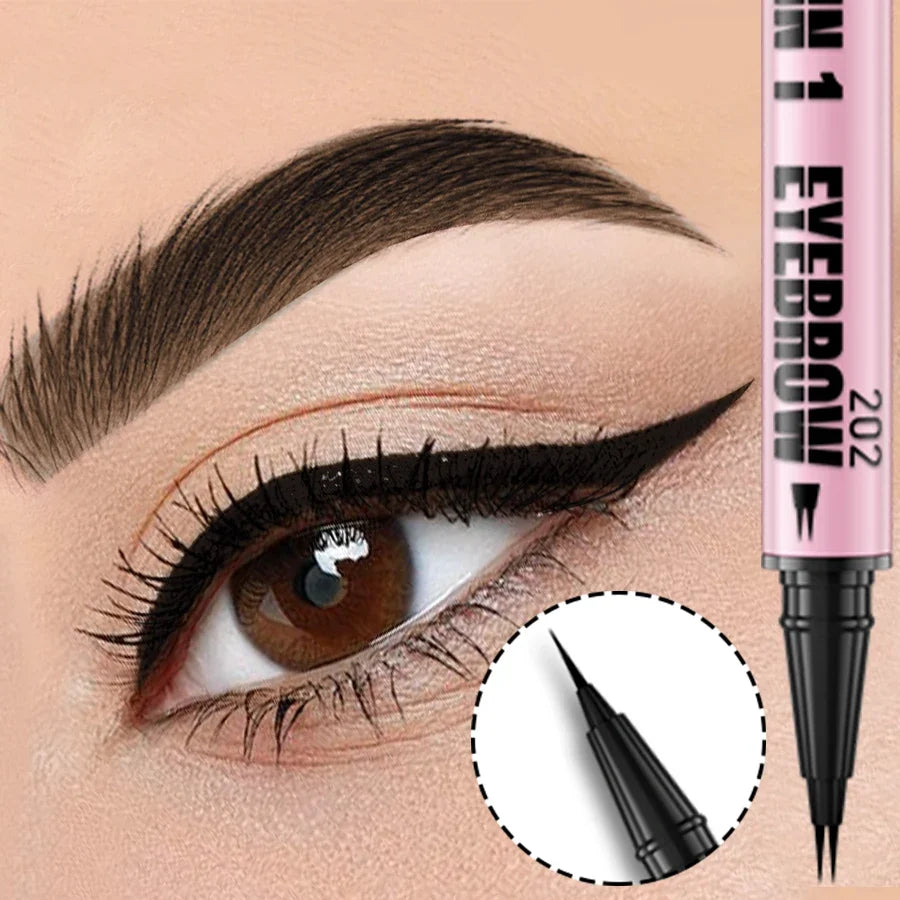 KAFURUX 2-in-1 Waterproof Eyebrow & Eyeliner Pen – 4 Colors