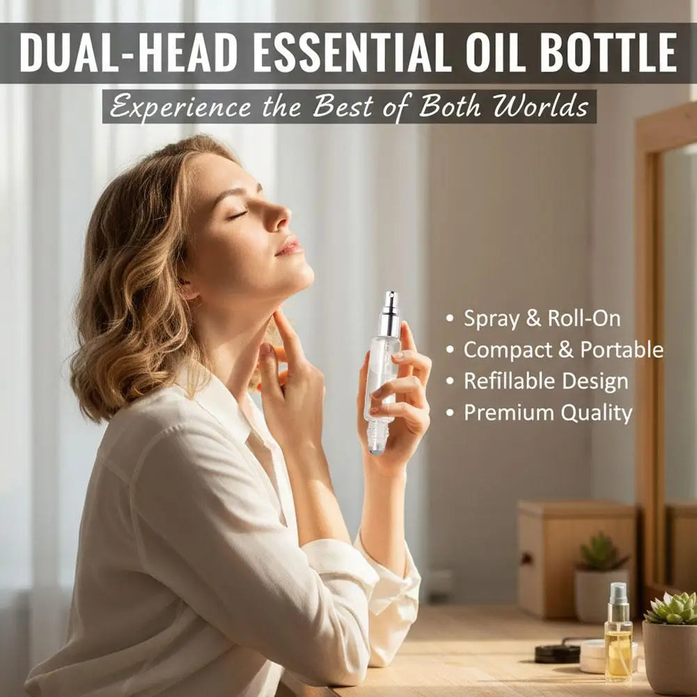 10ml Dual-End Refillable Glass Bottle – Sprayer & Roller Top