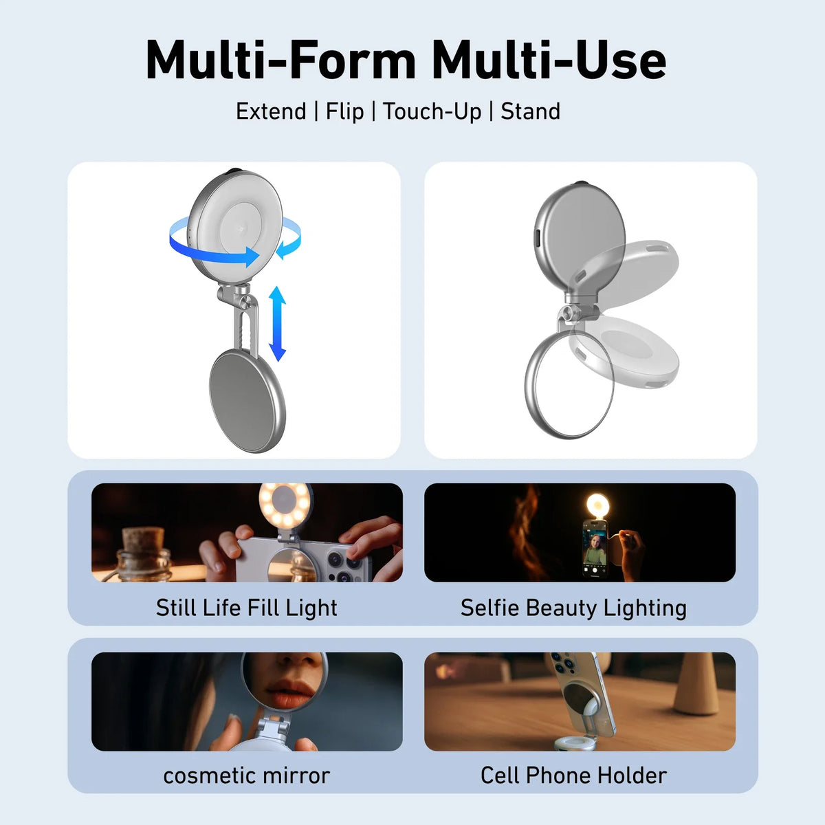 TELESIN Magnetic Phone Camera Grip with Bluetooth Remote & Fill Light