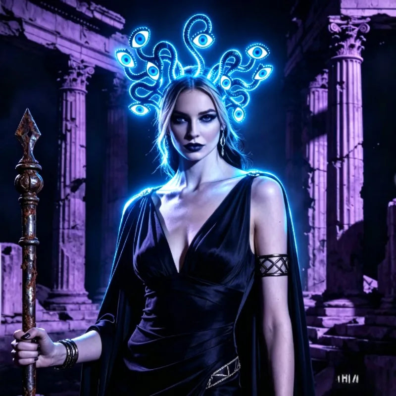 Light-Up Evil Eye Snake Crown Headband | Rave Festival Cosplay