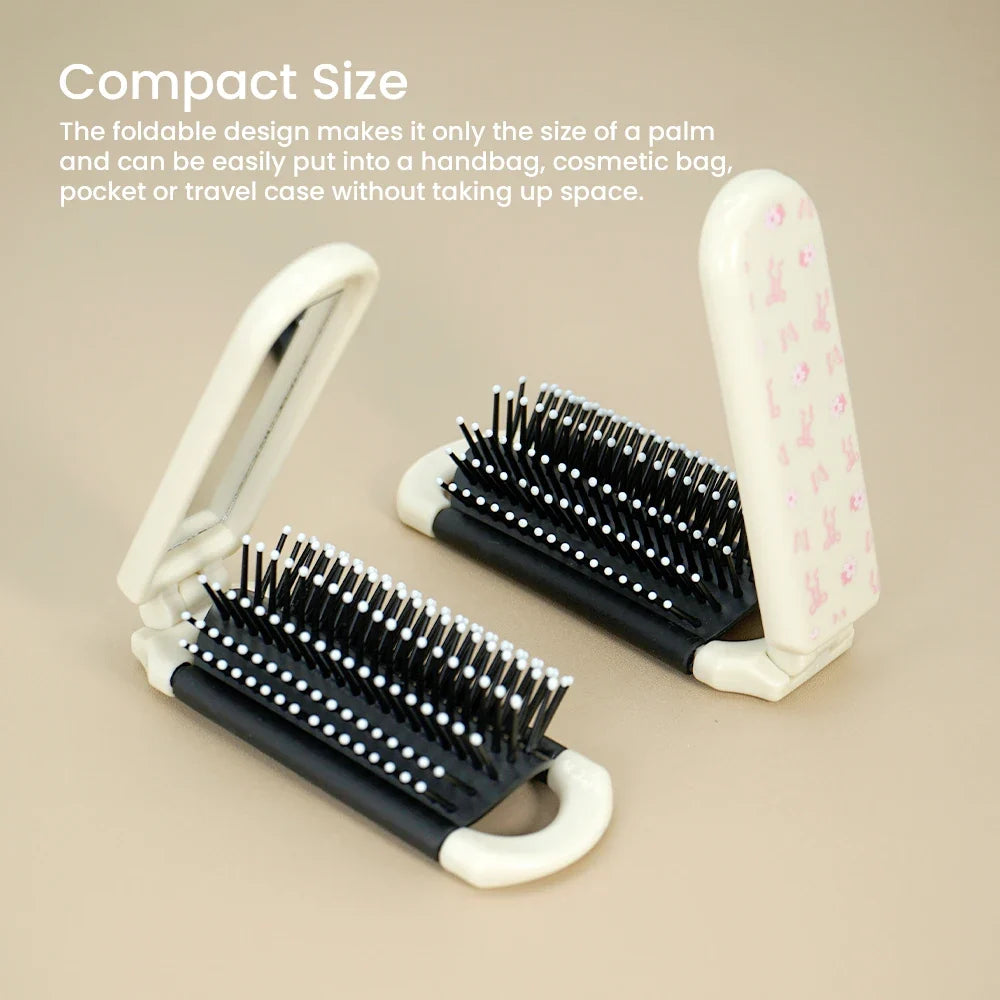 Foldable Air Cushion Comb with Mirror – Portable Travel Mini Comb