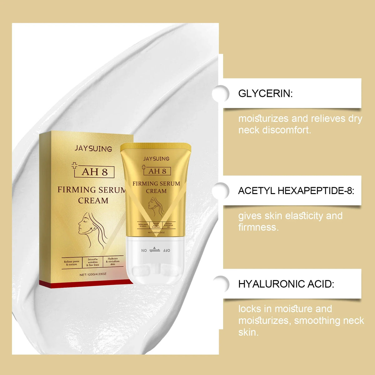 Jaysuing Neck Firming Roller Cream – Lifting & Moisturizing