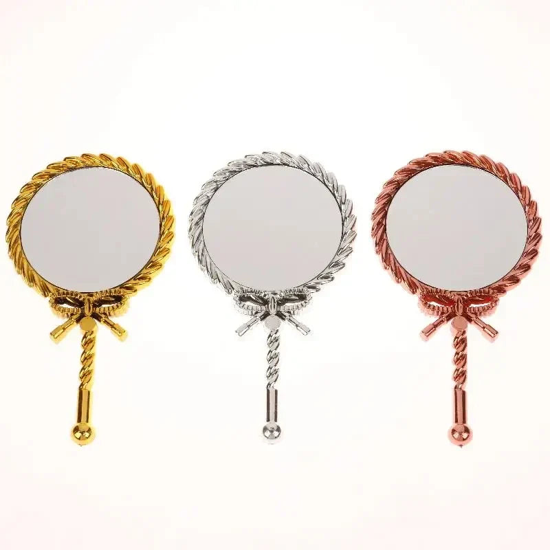 Portable Vintage Handheld Makeup Mirror Hand Hold Round Cosmetic
