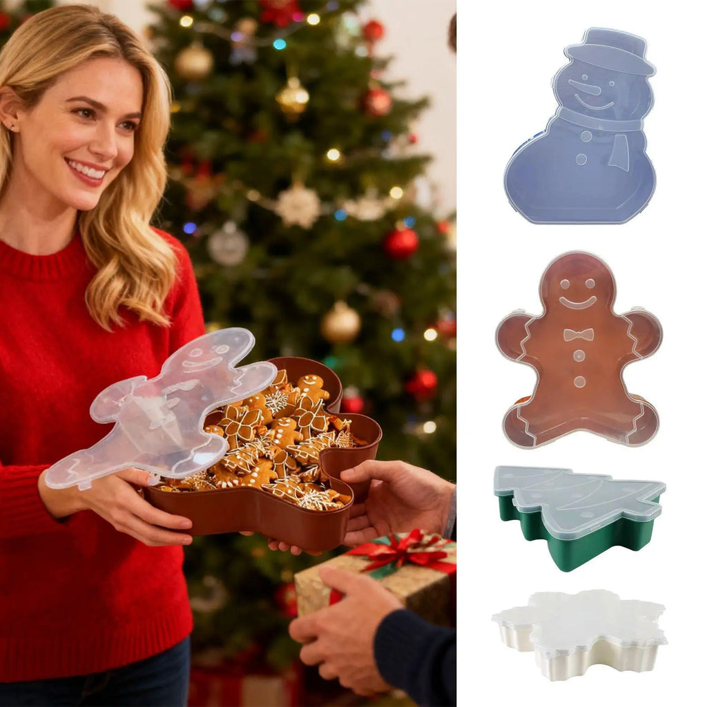 Christmas Serving Platter Snowman Tree Lid Platters Snack Tray Cookie