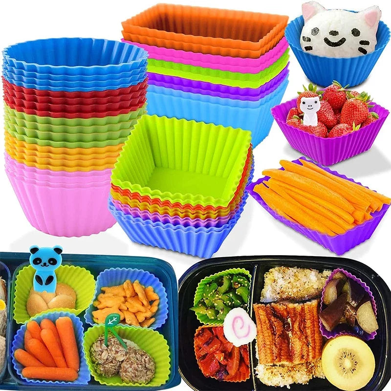 3-Pack Silicone Bento Divider Cups – Reusable Lunch Box Liners