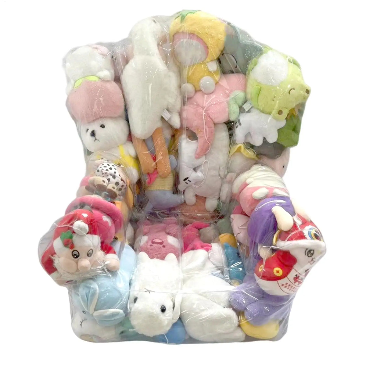 Clear Stuffed Animal Bean Bag Chair & Plush Toy Organizer
