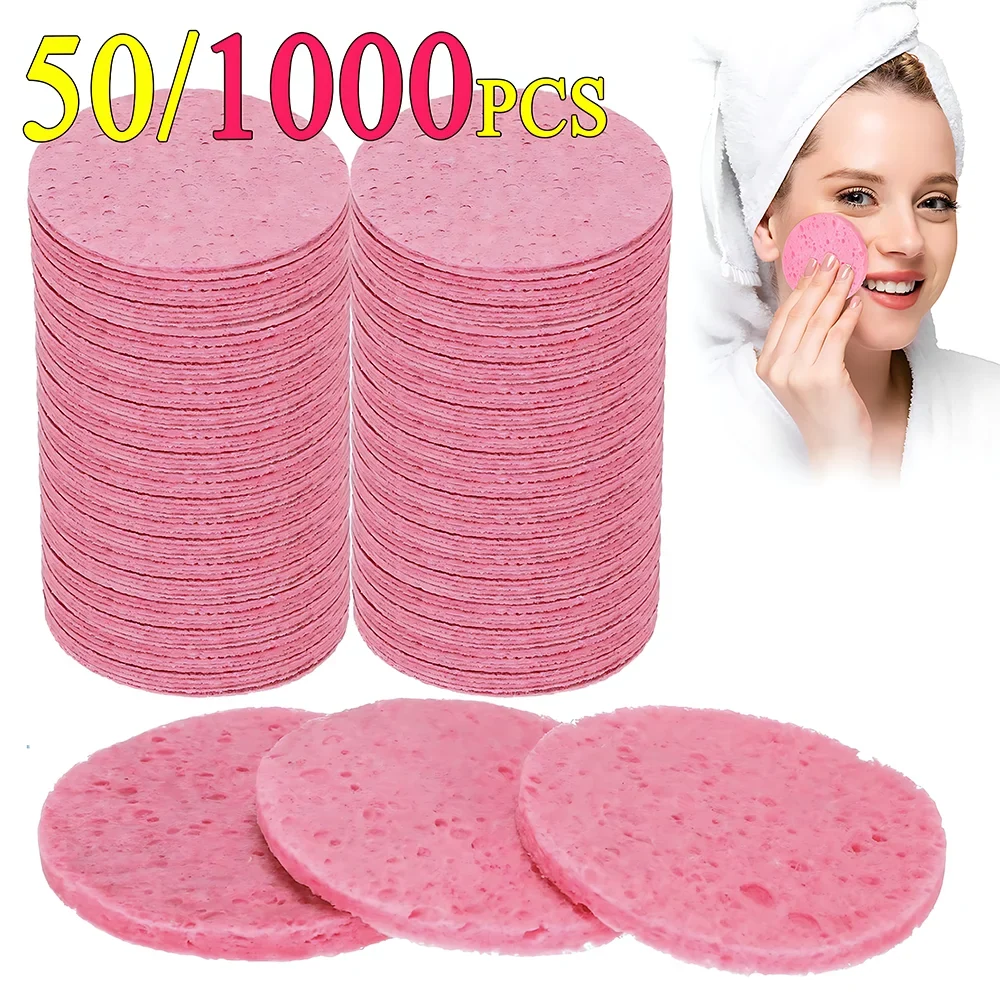 Compressed Wood Pulp Face Cleansing Sponge Puffs | 50–1000 PCS