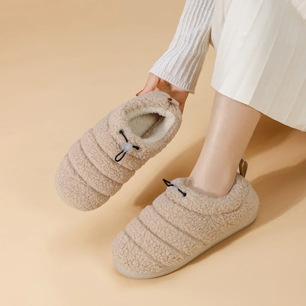 Women's Plush Fluffy Slip-On Shoes – Warm Anti-Slip Indoor Flats