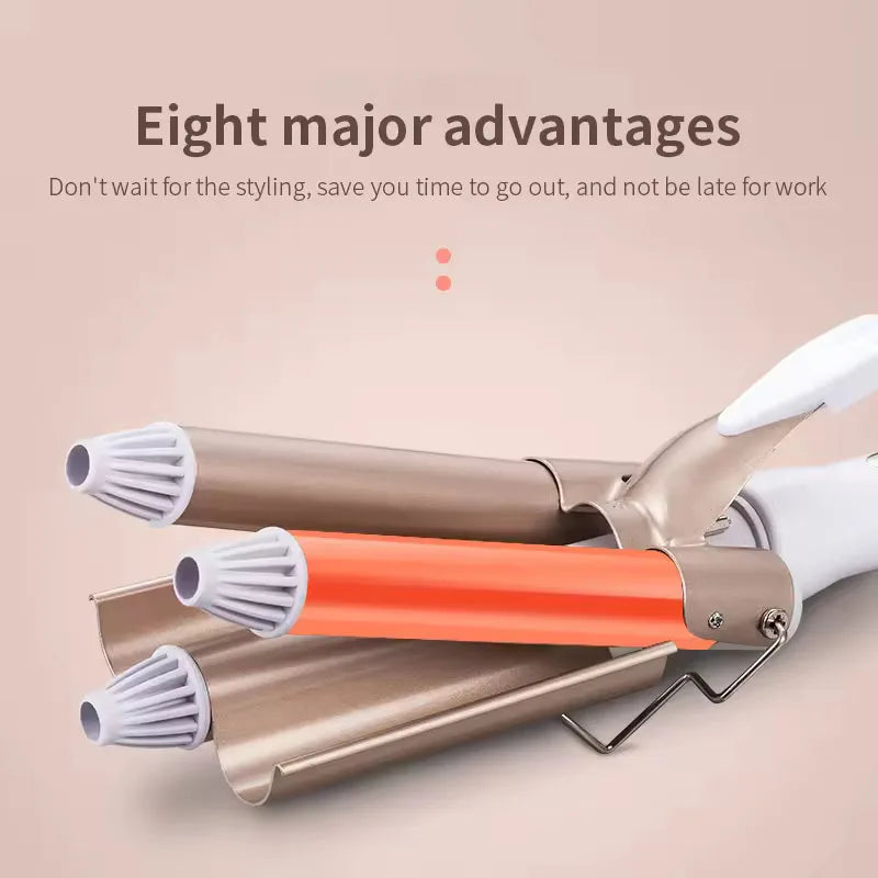 3-Barrel Ceramic Ionic Hair Waver with LCD Display | Curler