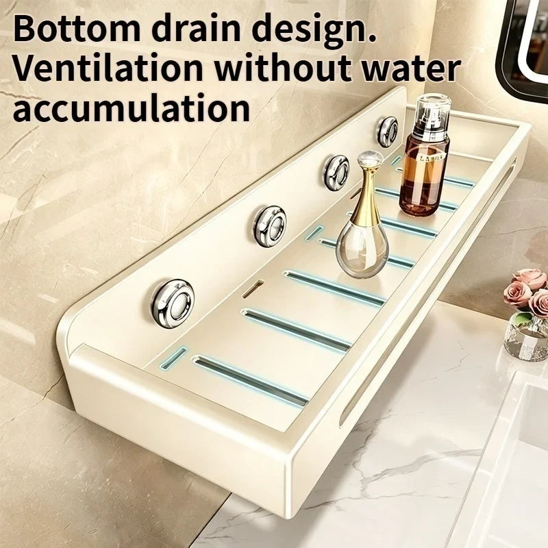 No-Drill Wall Mount Suction Cup Bathroom Shelf | Storage Rack