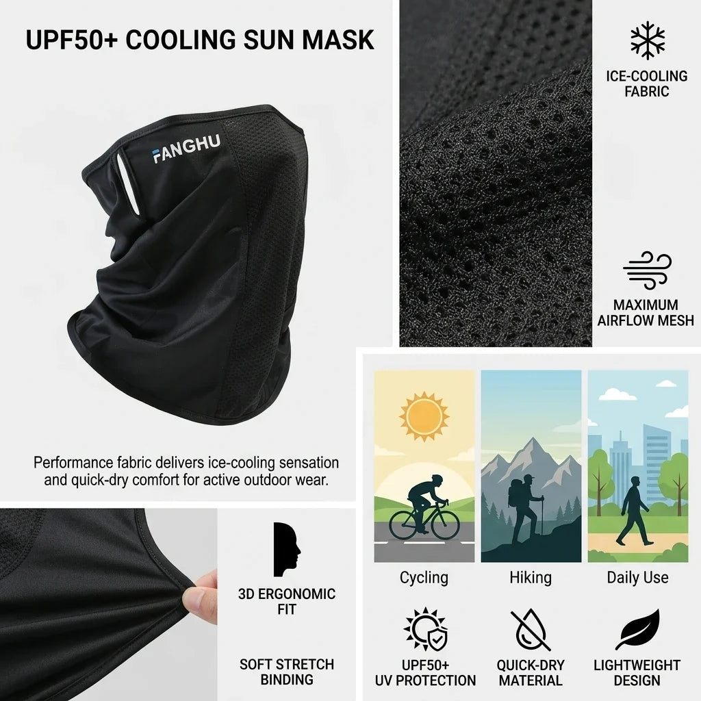UPF50+ Sun Protection Face Mask – Ice Cooling Fabric