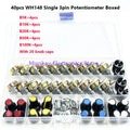 40PCS WH148 Rotary Potentiometer Kit B5K-B100K + 20 Knobs