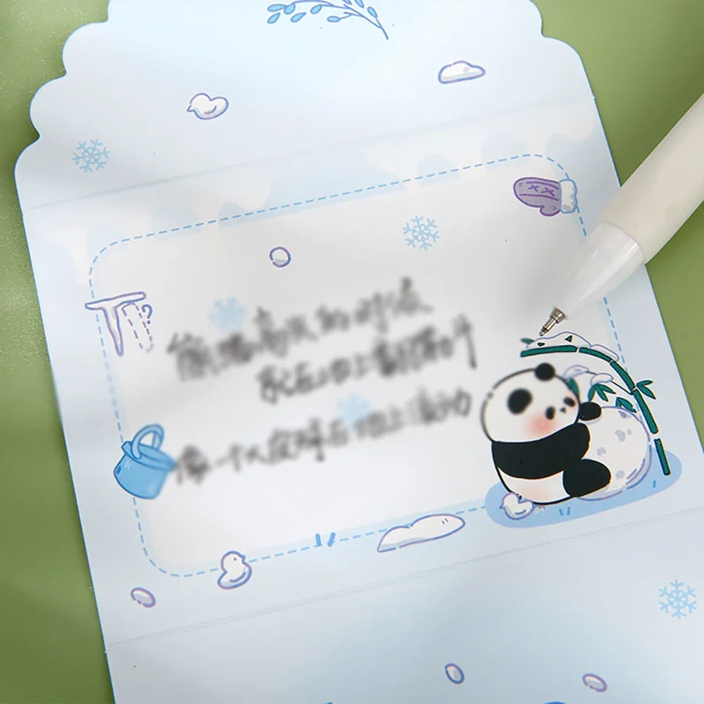 Three Fold Greeting Card Panda Colorful Holiday Cute Folding Cartoon