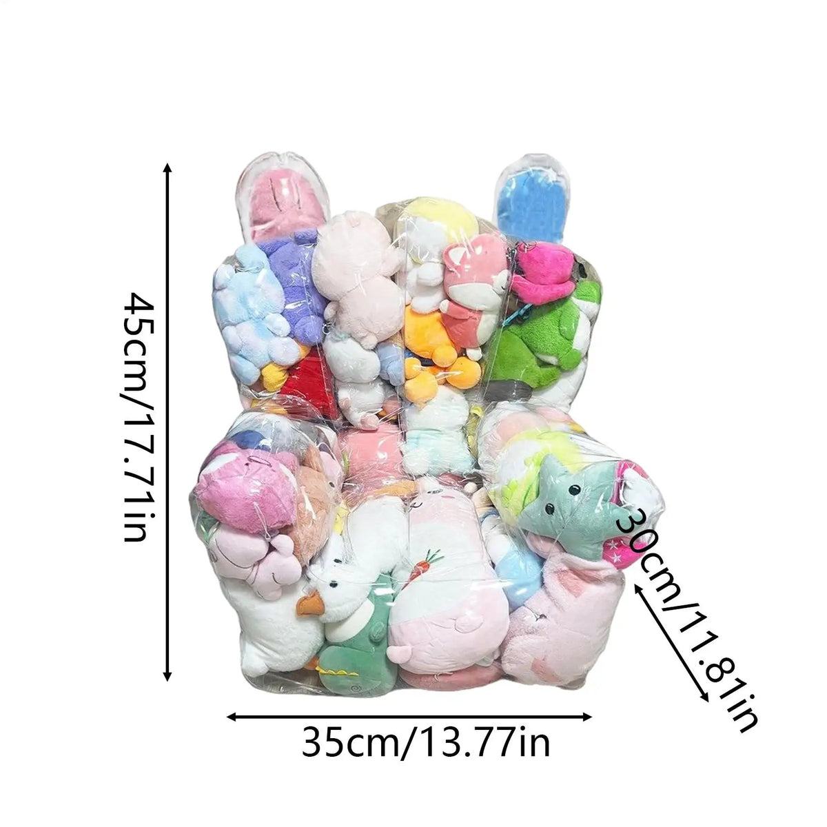 Clear Stuffed Animal Bean Bag Chair & Plush Toy Organizer