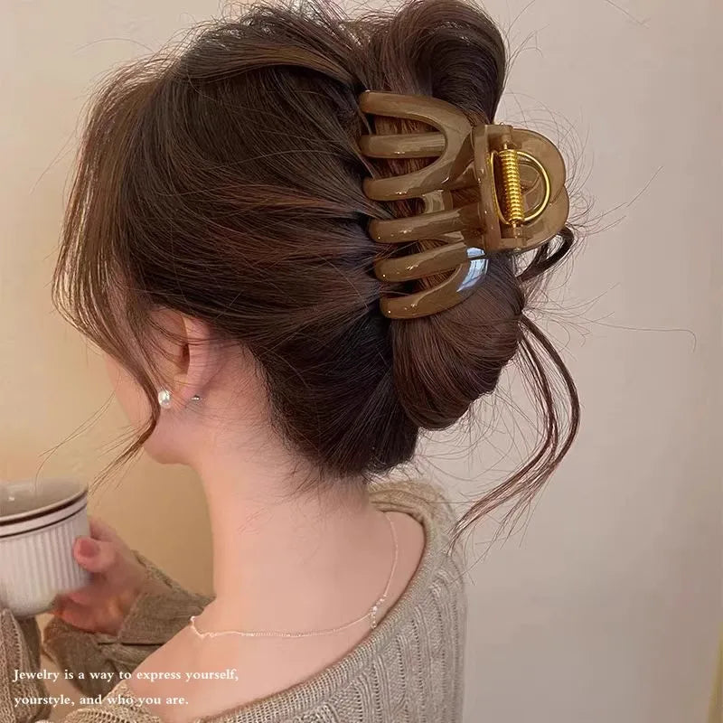 Large Pumpkin Shape Hair Claw Women Elegant Back Head Headband Clip