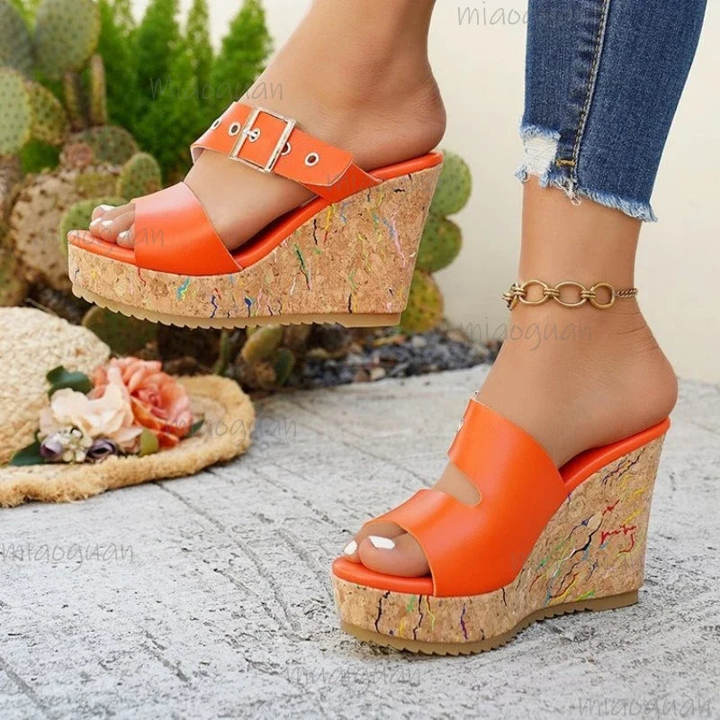 Women's Wedge Platform Sandals – High Heel Gladiator Slip-On