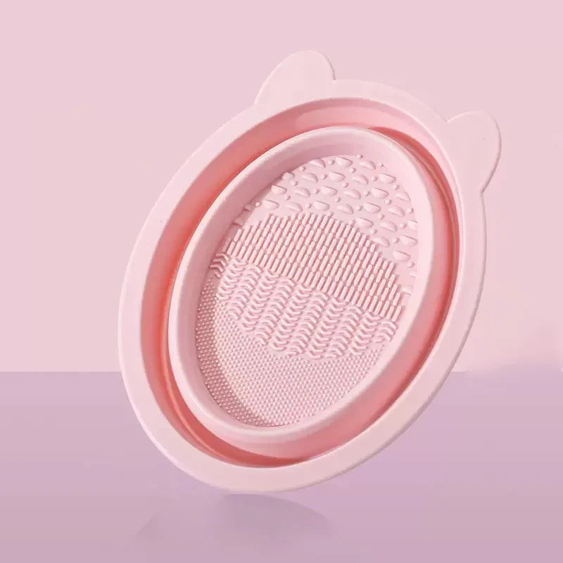 Makeup Brush Cleaner Silicone Pad Wash Mat Bowl Foldable Cosmetic