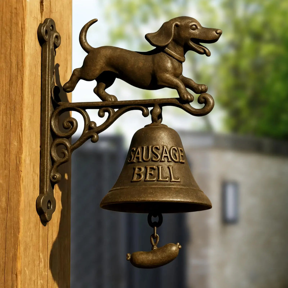 Witch Dachshund Outdoor Dinner Bell | Retro Farmhouse Door Chime