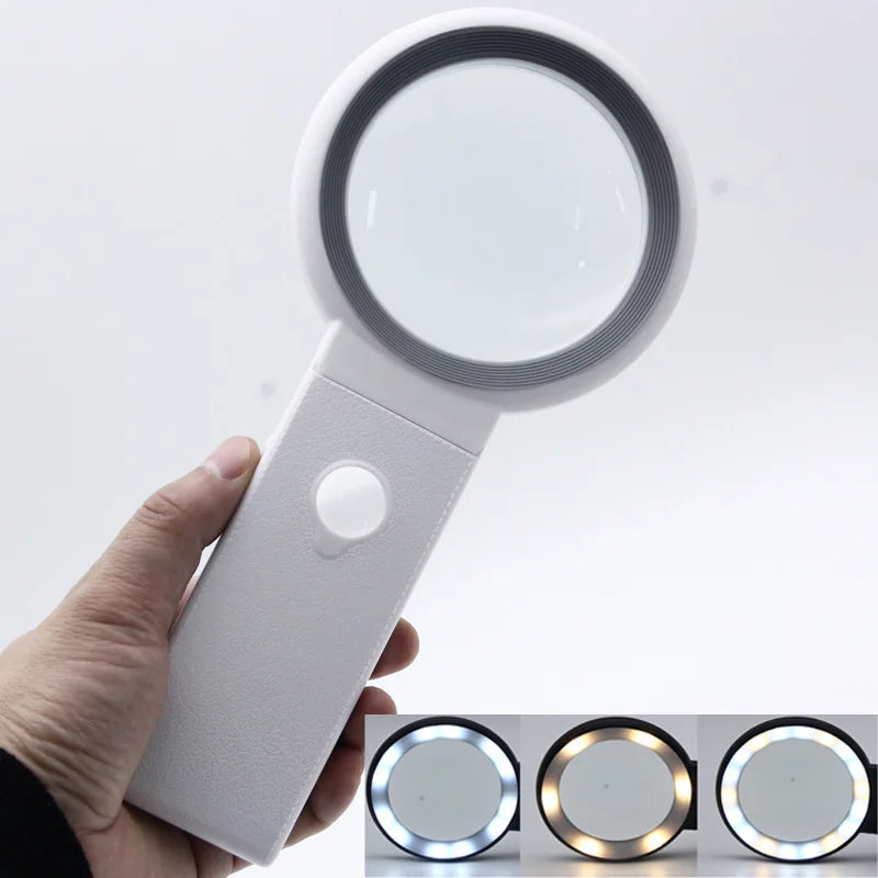 Desktop & Handheld Magnifying Glass 30X 10X with 18 LED Lights