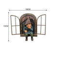 Funny Gnome Elf Peeking Door Statue | Outdoor Garden Figurine