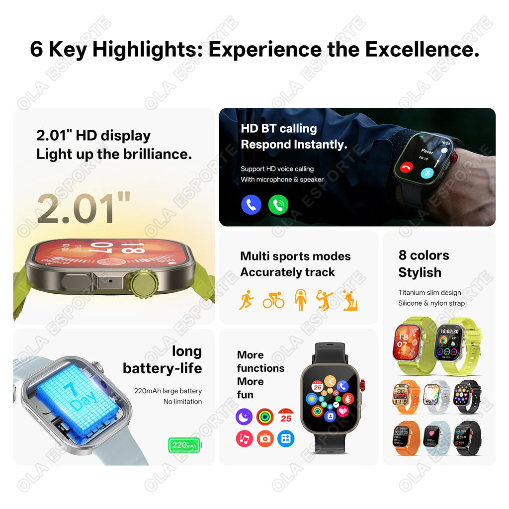 HW12 Smartwatch 2.01" HD Bluetooth Call & Fitness Tracker