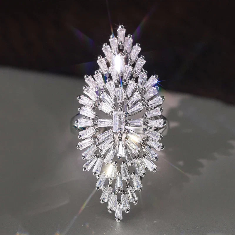 Huitan Hollow Marquise CZ Ring – Women's Wedding Band
