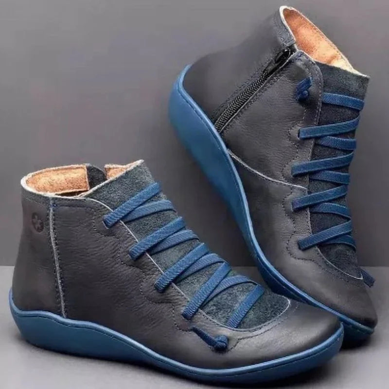 Women's Vintage Lace-Up Ankle Boots | Non-Slip Platform