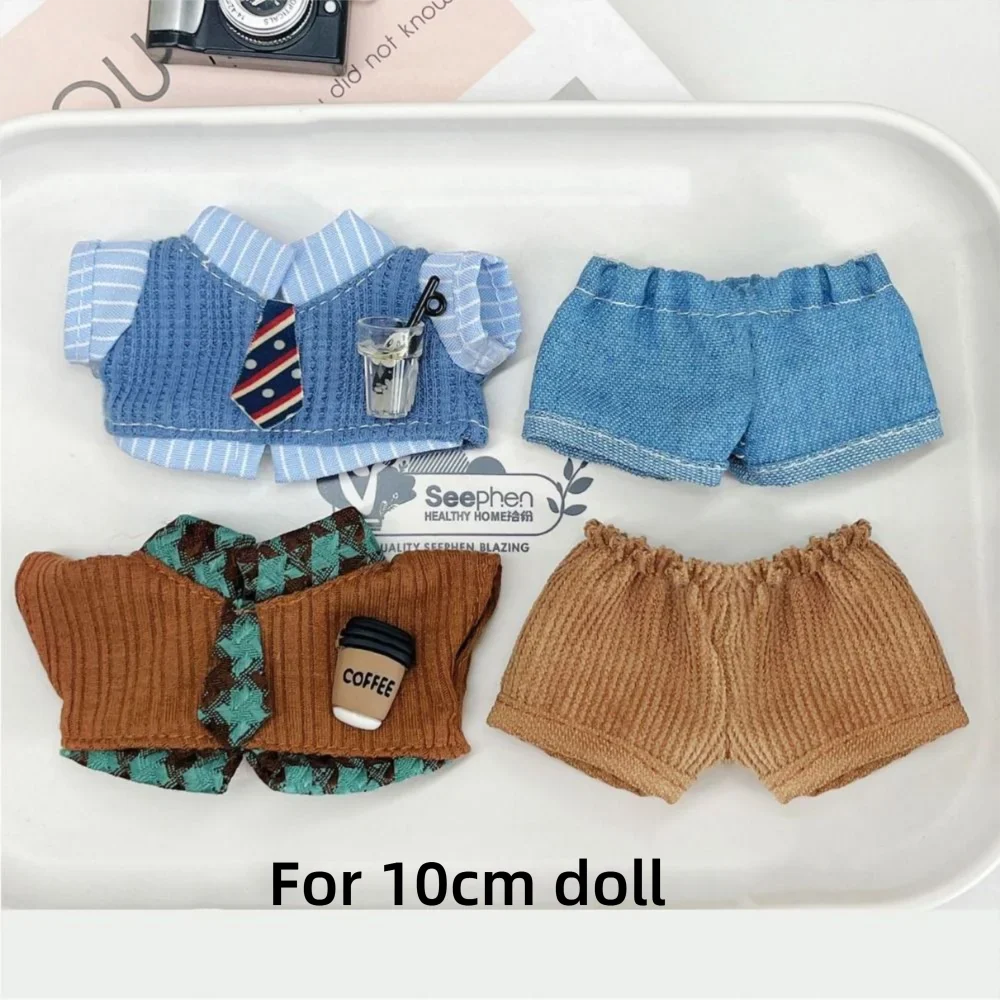 10cm Doll Clothes Set – Blouse, Pants & Necktie for BJD