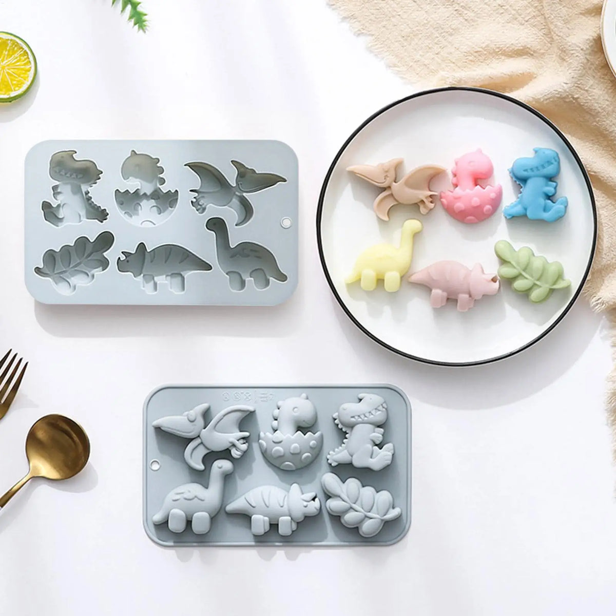 Dinosaur Jello Mold 6 Cavity Silicone Molds DIY Cute Different Shapes