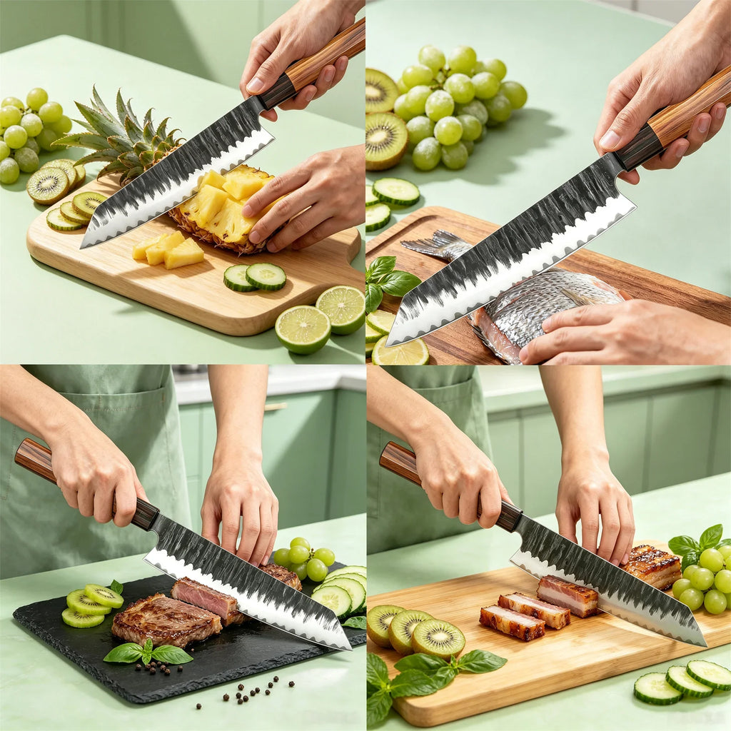 Kiritsuke Chef Knife – Clad Steel Blade & Wood Handle