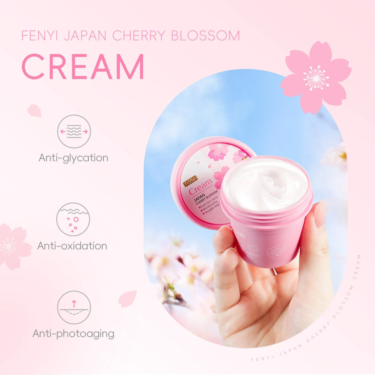 LAIKOU Cherry Blossom Face Cream – Hydrating & Brightening 40g
