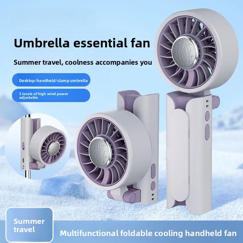 Foldable Portable Fan – Clip, Handheld & Desktop 3-in-1