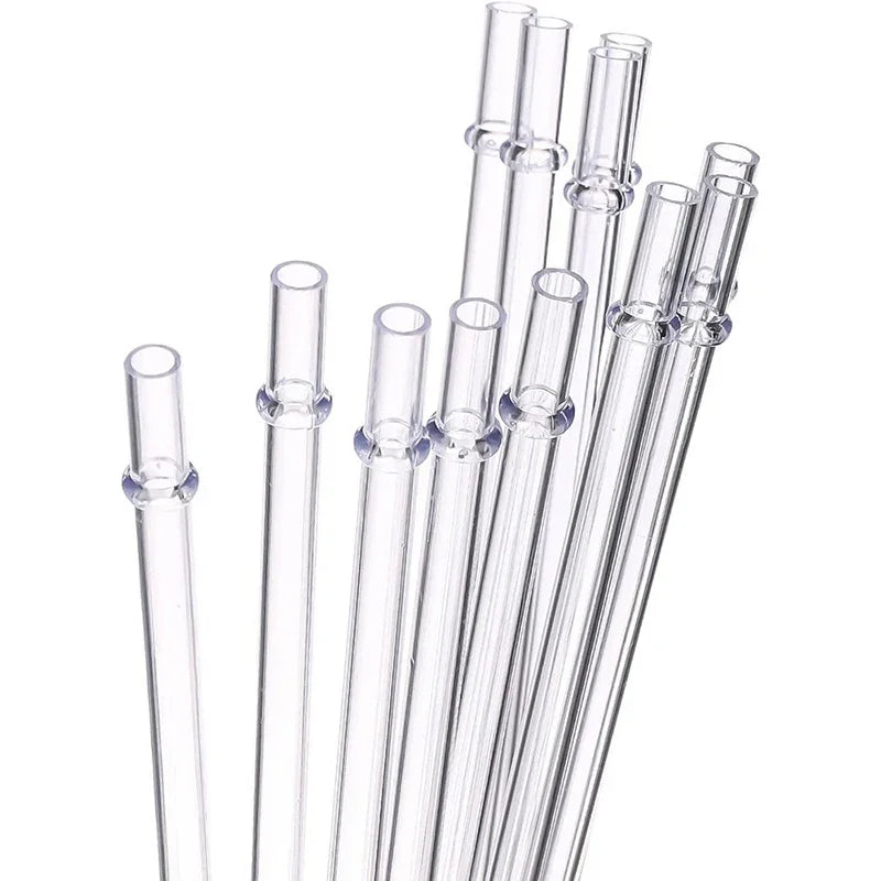 10-Pack White Glitter Reusable Straws 9-Inch BPA-Free Plastic