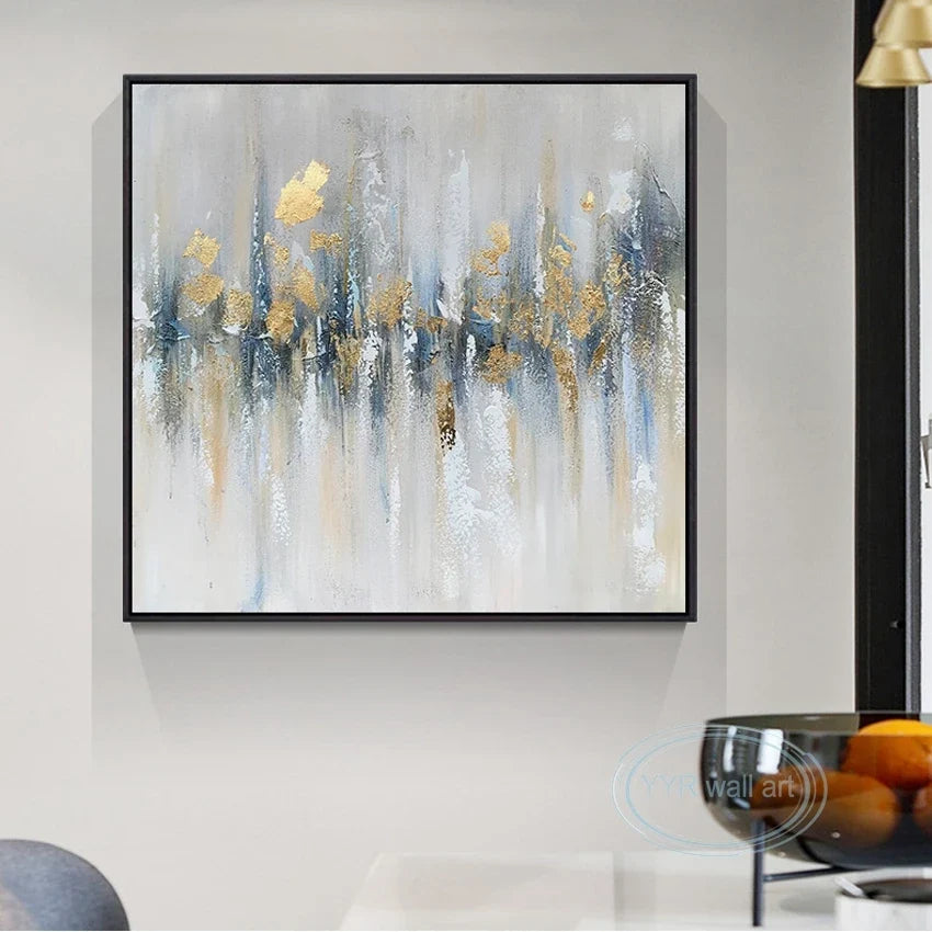 Gold Foil Abstract Hand-Painted Oil Painting | Nordic Wall Art