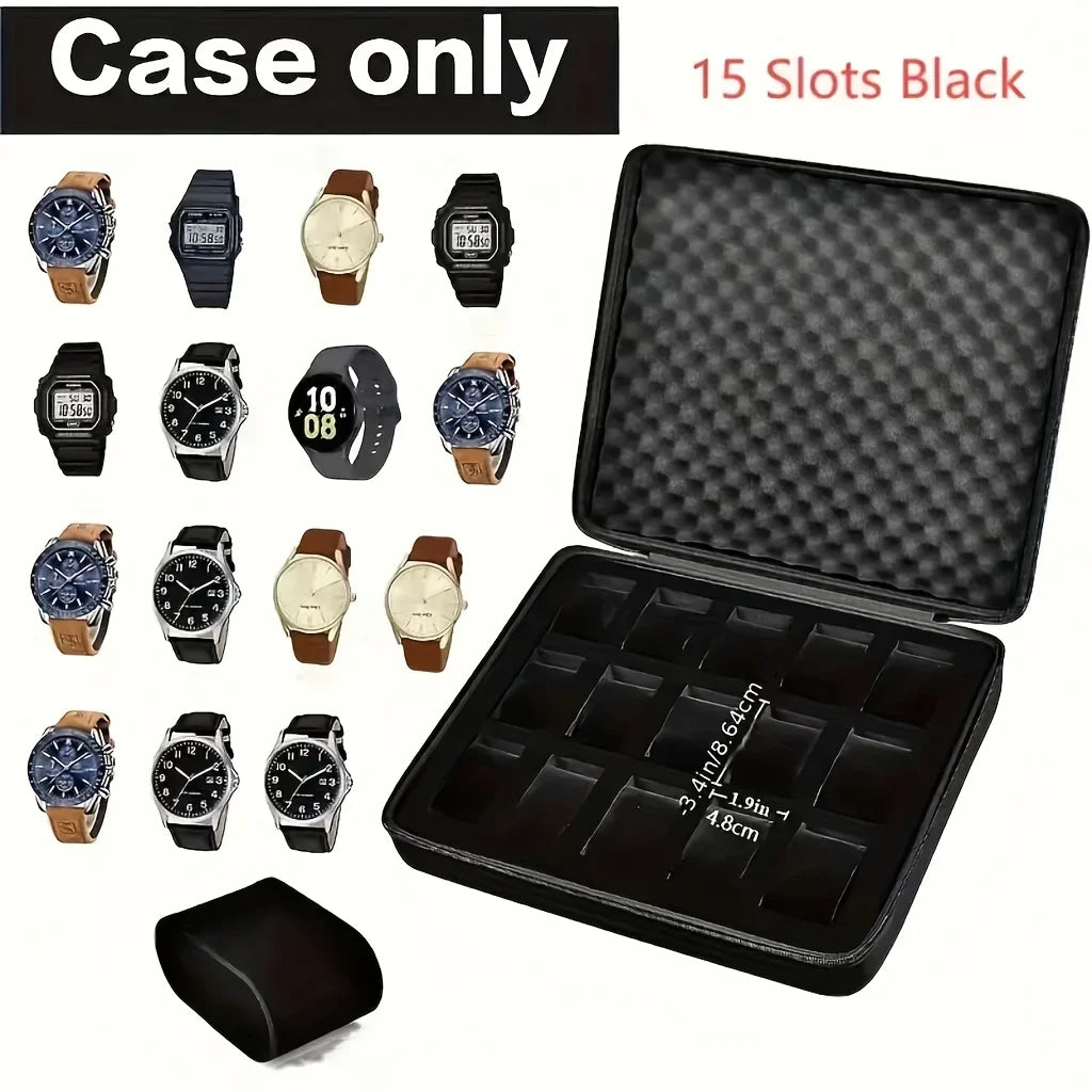 Advanced Watch Storage Box 15 Card Slot Portable Jewelry Display