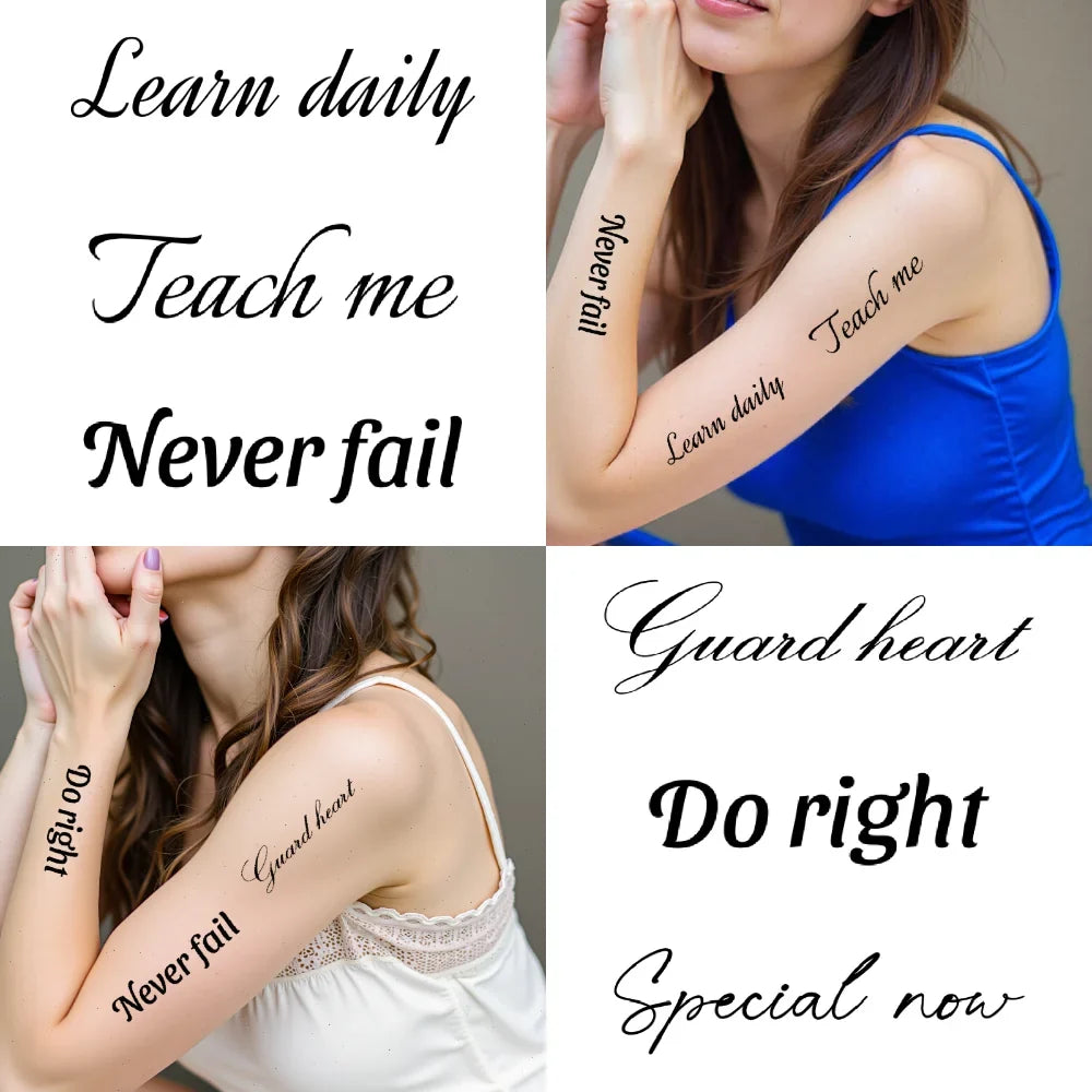 42pcs Waterproof Temporary Tattoo Stickers – Positive Quotes