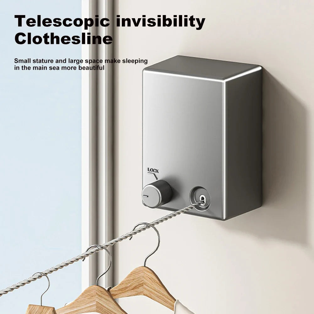 Space-saving Retractable Clothesline Stainless Steel Pull-out Clothes