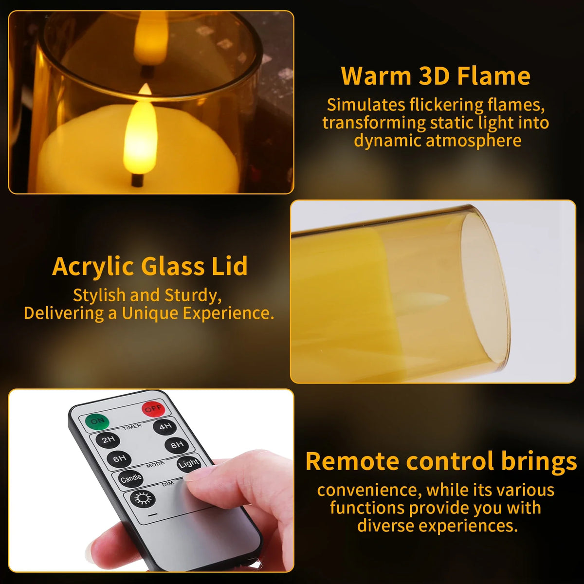 Flameless LED Candles 3D Wick with Remote, Timer & Lampshade