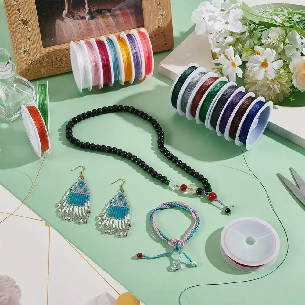 20 Colors 219 Yards Beading String – 0.4mm Knotting Cord Set